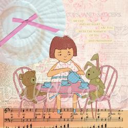 Kids wall art Children's art print Tea Party print 6 x 6