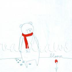 Bear art print Winter art print Bloom 8x10 print in white red and turquoise