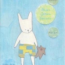 Personalized boy's nursery print Bunny and bear