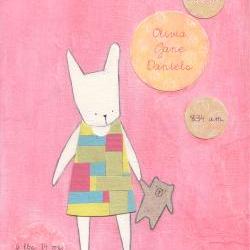Personalized girl's nursery print Bunny and bear