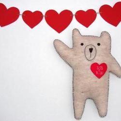 Personalized Valentine bear Embroidered heart with your initials