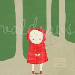 Girl in red hood watching plant grow in the woods Have Faith 8 x 10 print